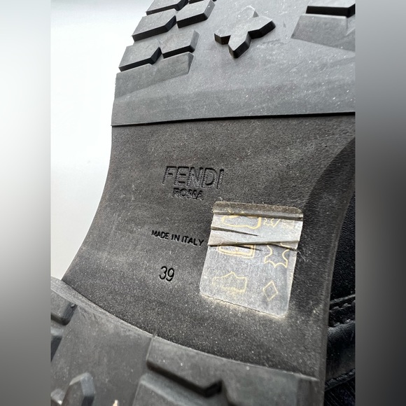 Fendi Rockoko Leather & Knit Combat Boots - Picture 8 of 8